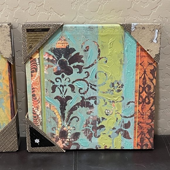 Artbeats Set of 2 Canvas Prints Aqua Blue Multi Color 12" Square Each New! - Picture 4 of 8